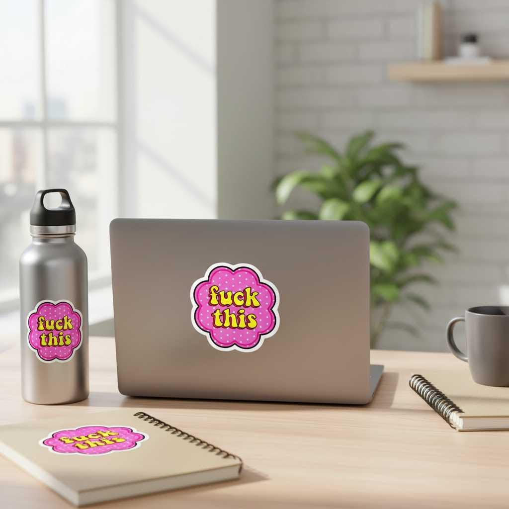 F*ck This – Bold AF Sticker for Mentally Done People | Unhinged Humor Vinyl Sticker for Laptops, Water Bottles, Journals & More