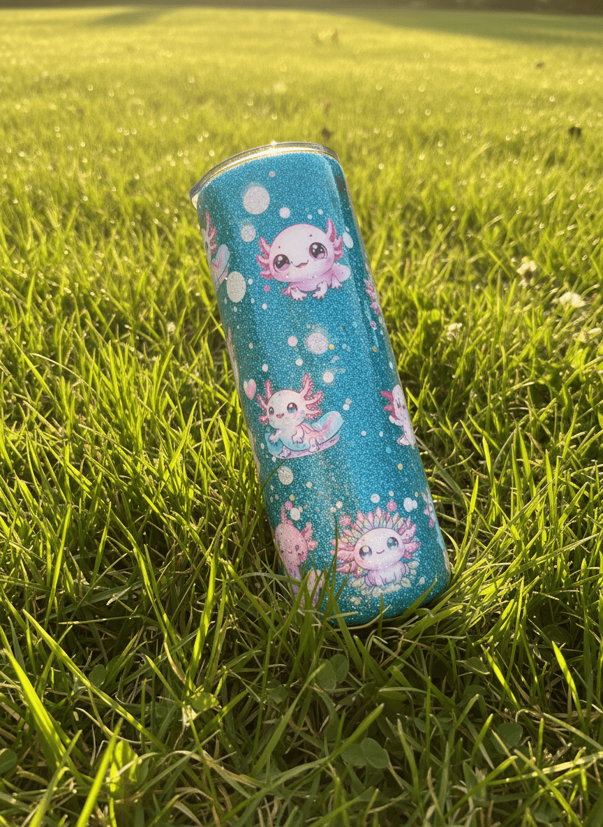 Kawaii Axolotl Tumbler: 20oz Stainless Steel Epoxy Cup - Hempin Mayhem