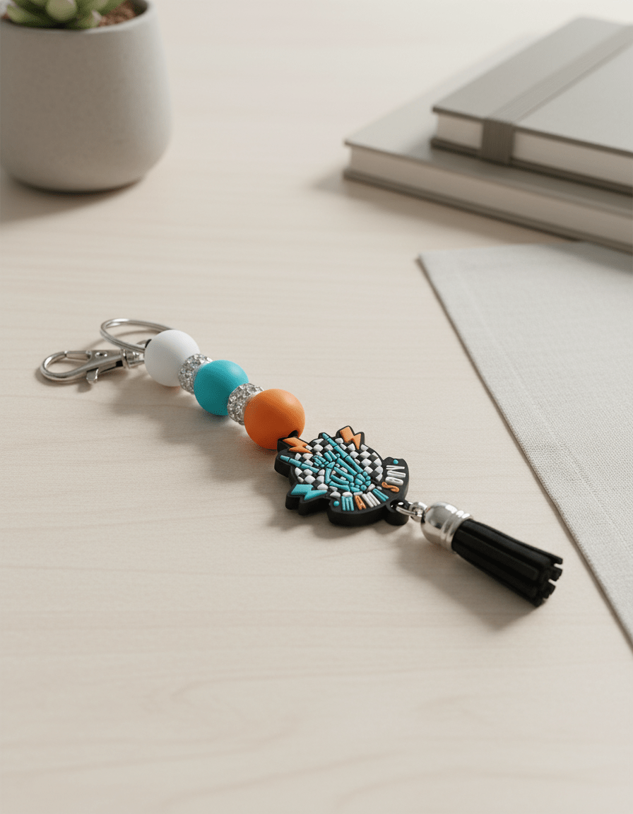 Mama's Boy Beaded Keychain With Tassel - Hempin Mayhem