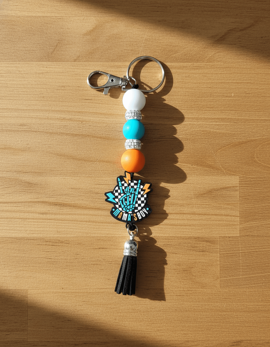 Mama's Boy Beaded Keychain With Tassel - Hempin Mayhem