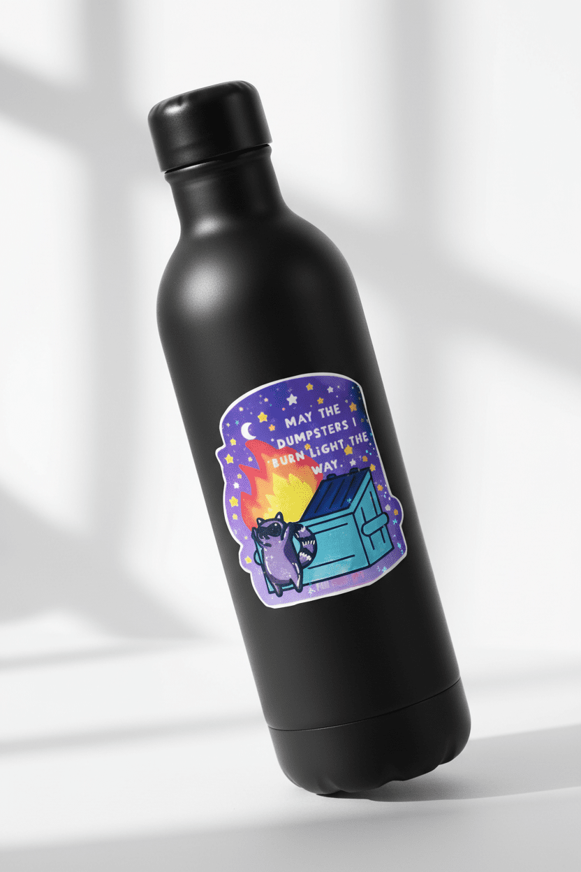 May the Dumpsters I Burn Light the Way — 4x4 Vinyl Sticker | Sassy Grunge Dark Humor Sticker - Hempin Mayhem