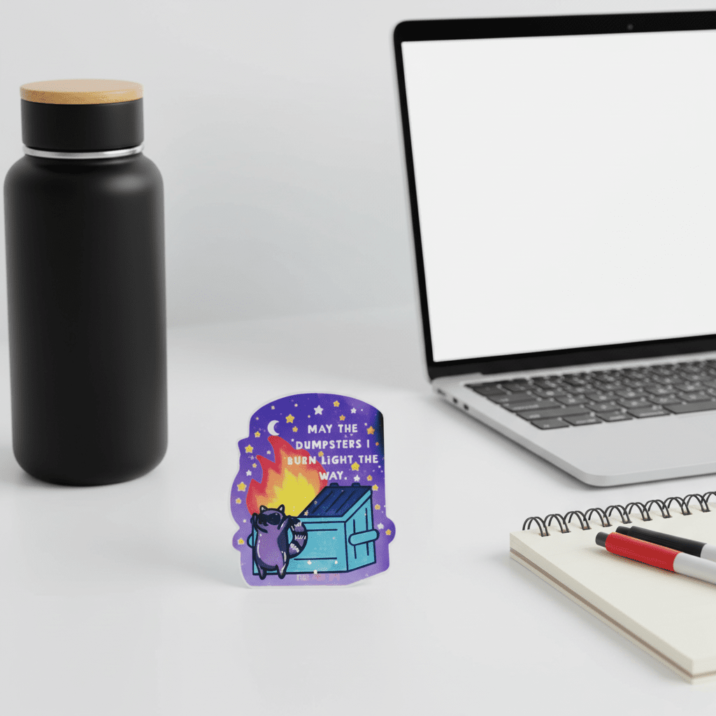 May the Dumpsters I Burn Light the Way — 4x4 Vinyl Sticker | Sassy Grunge Dark Humor Sticker - Hempin Mayhem