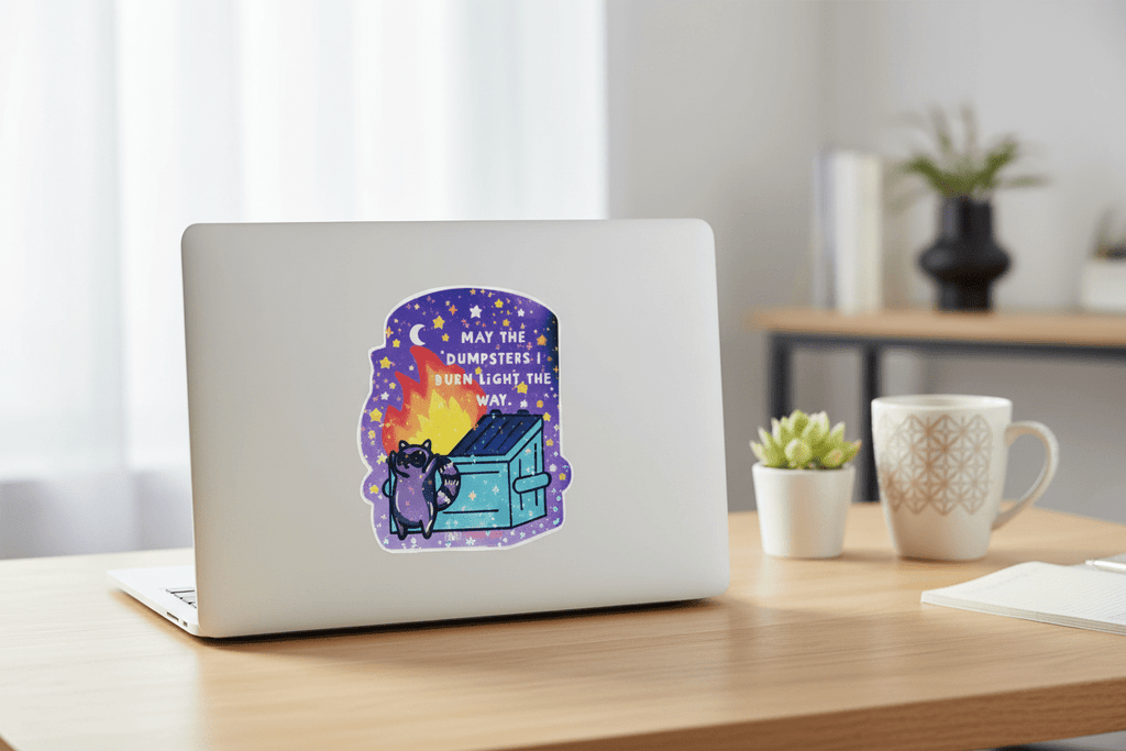 May the Dumpsters I Burn Light the Way — 4x4 Vinyl Sticker | Sassy Grunge Dark Humor Sticker - Hempin Mayhem