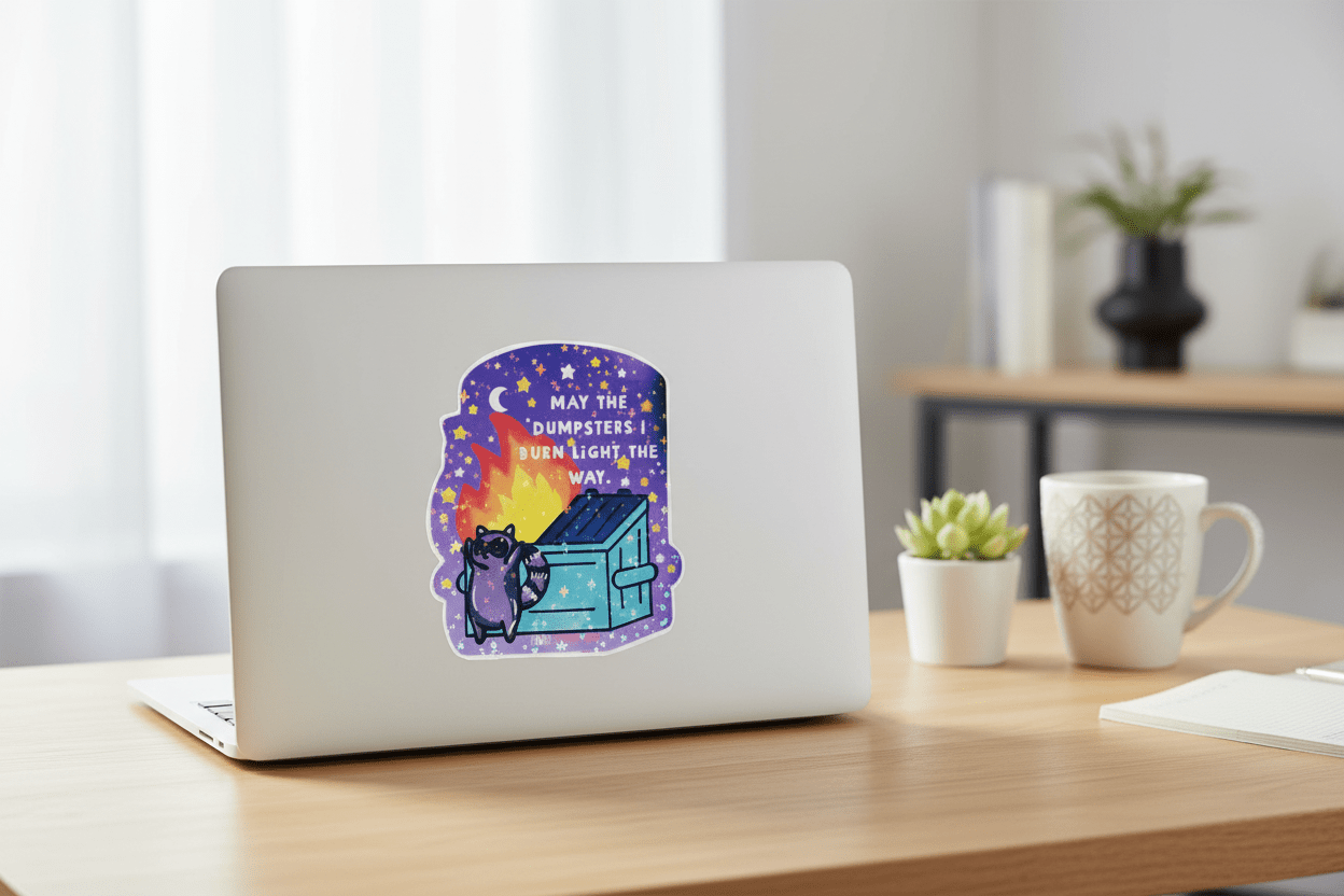 May the Dumpsters I Burn Light the Way — 4x4 Vinyl Sticker | Sassy Grunge Dark Humor Sticker - Hempin Mayhem