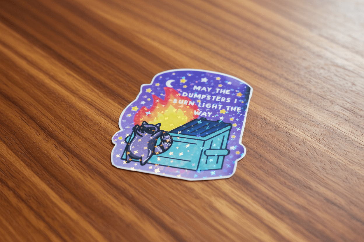 May the Dumpsters I Burn Light the Way — 4x4 Vinyl Sticker | Sassy Grunge Dark Humor Sticker - Hempin Mayhem