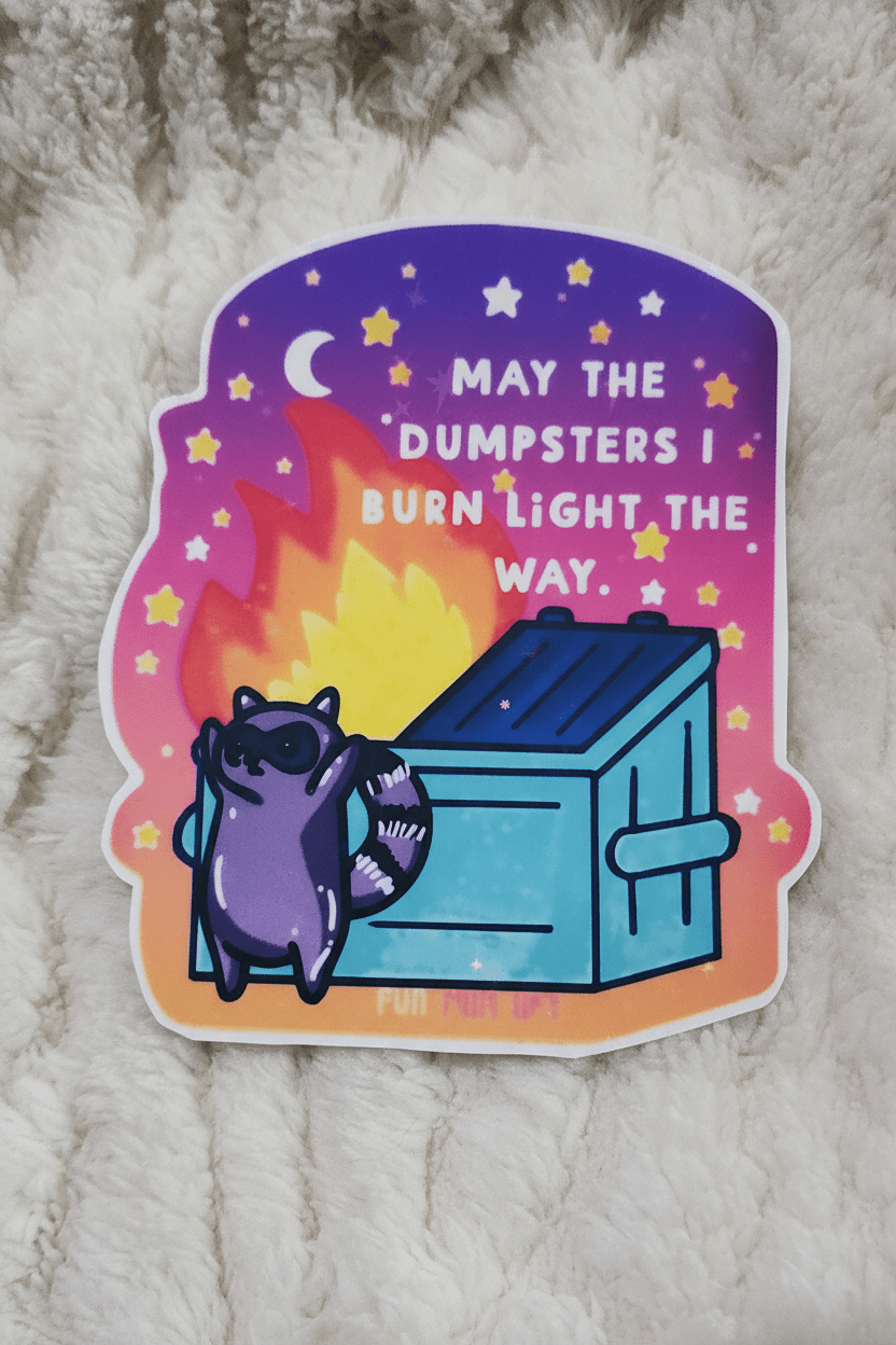 May the Dumpsters I Burn Light the Way — 4x4 Vinyl Sticker | Sassy Grunge Dark Humor Sticker - Hempin Mayhem