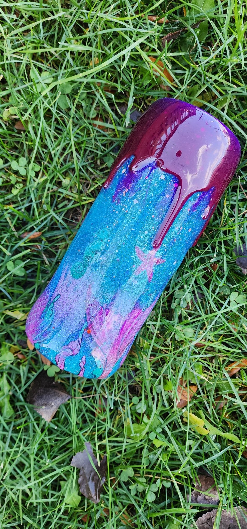 Mermaid 20 oz Epoxy Drip Tumbler – Glitter Stainless Steel Cup, Handmade Ocean Vibes Drinkware, Mermaid Gift for Beach Lovers - Hempin Mayhem