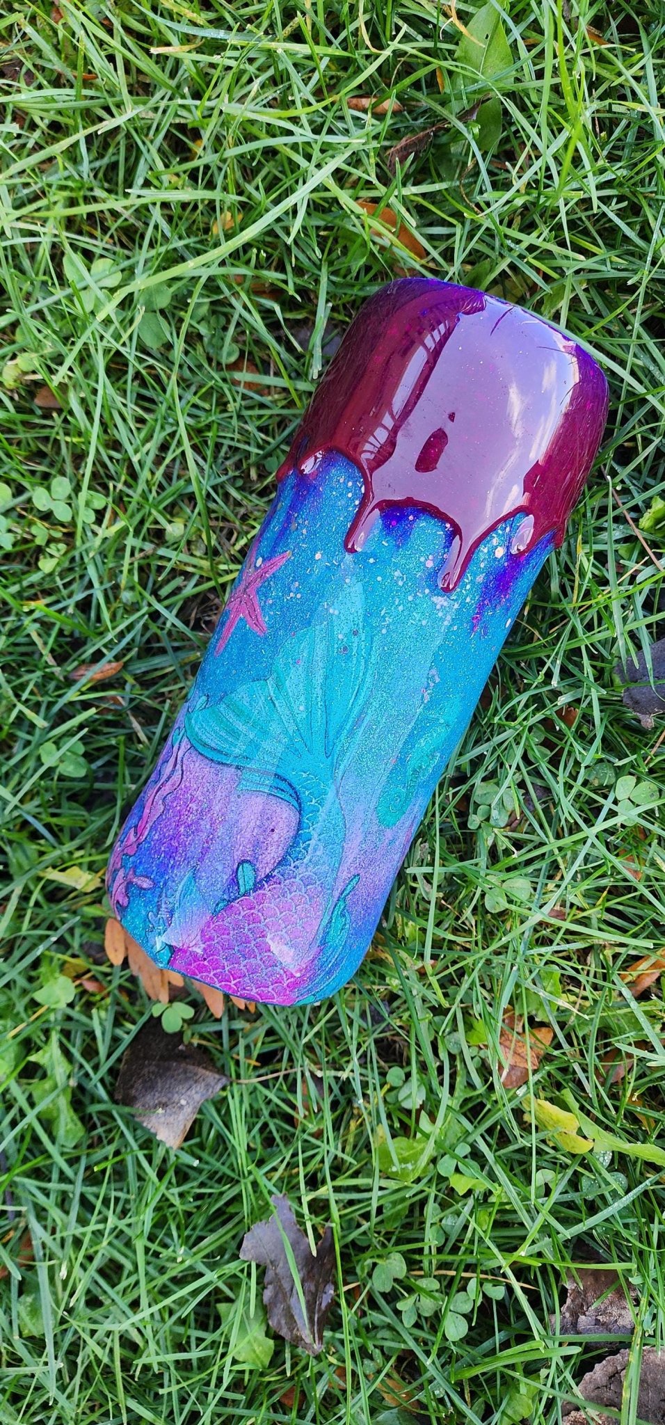 Mermaid Glitter Stainless Steel Tumbler • Epoxy Drip Cup - Hempin Mayhem