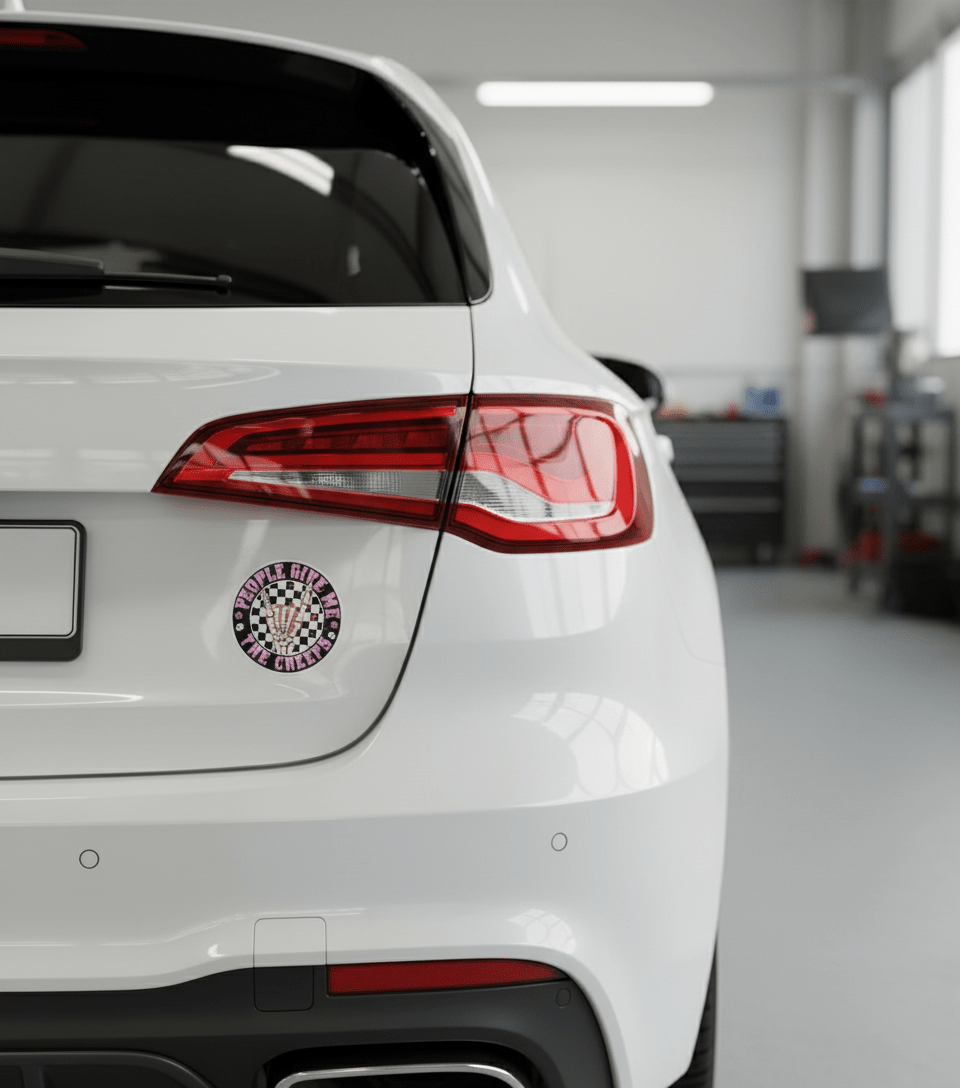 People Give Me the Creeps Sticker | Pink, White & Black Checkered 4x4 Funny Sassy Vinyl Decal for Laptop, Water Bottle, or Notebook | **2 Pack** - Hempin Mayhem