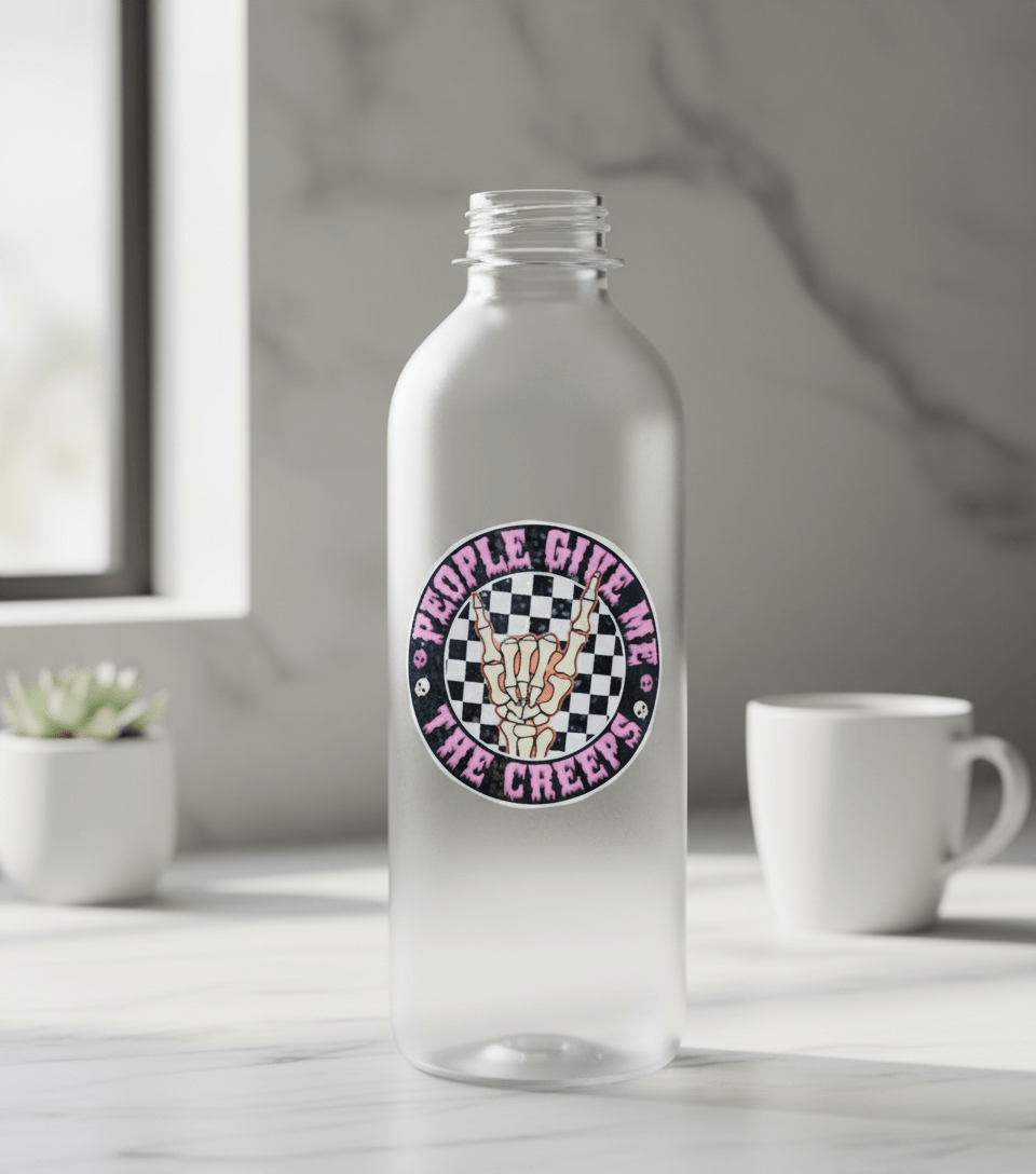 People Give Me the Creeps Sticker | Pink, White & Black Checkered 4x4 Funny Sassy Vinyl Decal for Laptop, Water Bottle, or Notebook | **2 Pack** - Hempin Mayhem