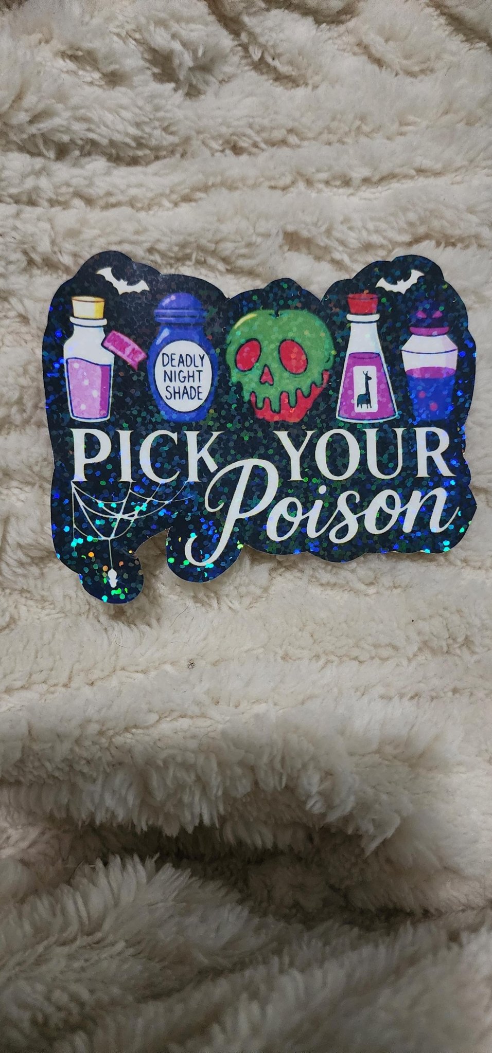 Pick Your Poison Vinyl Sticker | 4x3 Waterproof Decal | Sassy Poison Bottle Aesthetic Sticker | Dark Humor Gothic Vibe - Hempin Mayhem