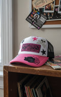 Pink/White/Black Trucker Hat with Patch "I'm Not Perfect But I'm a Limited Edition - Hempin Mayhem