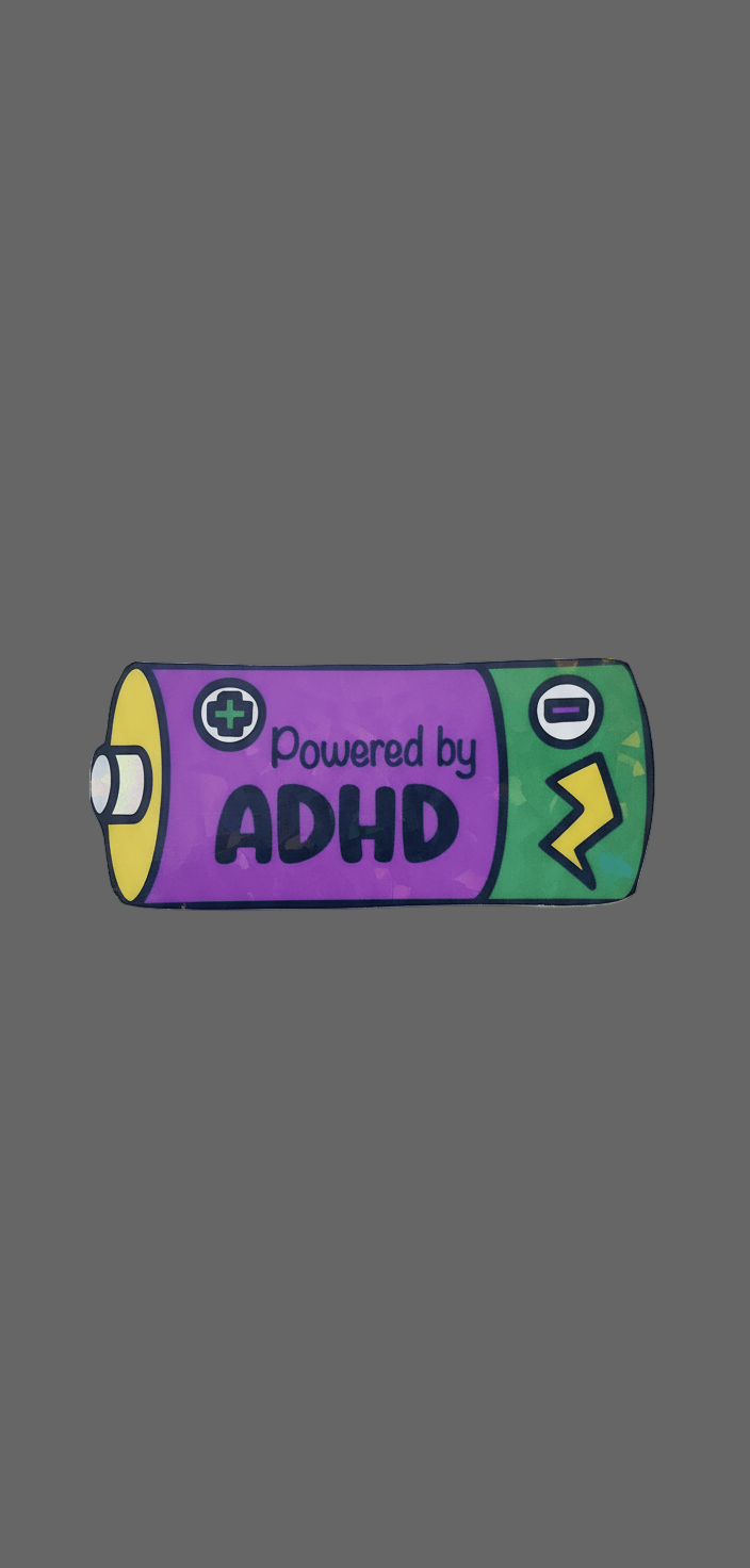 Powered by ADHD Battery Sticker: Funny Laptop Decal ✨️ 2 Pack✨️ - Hempin Mayhem