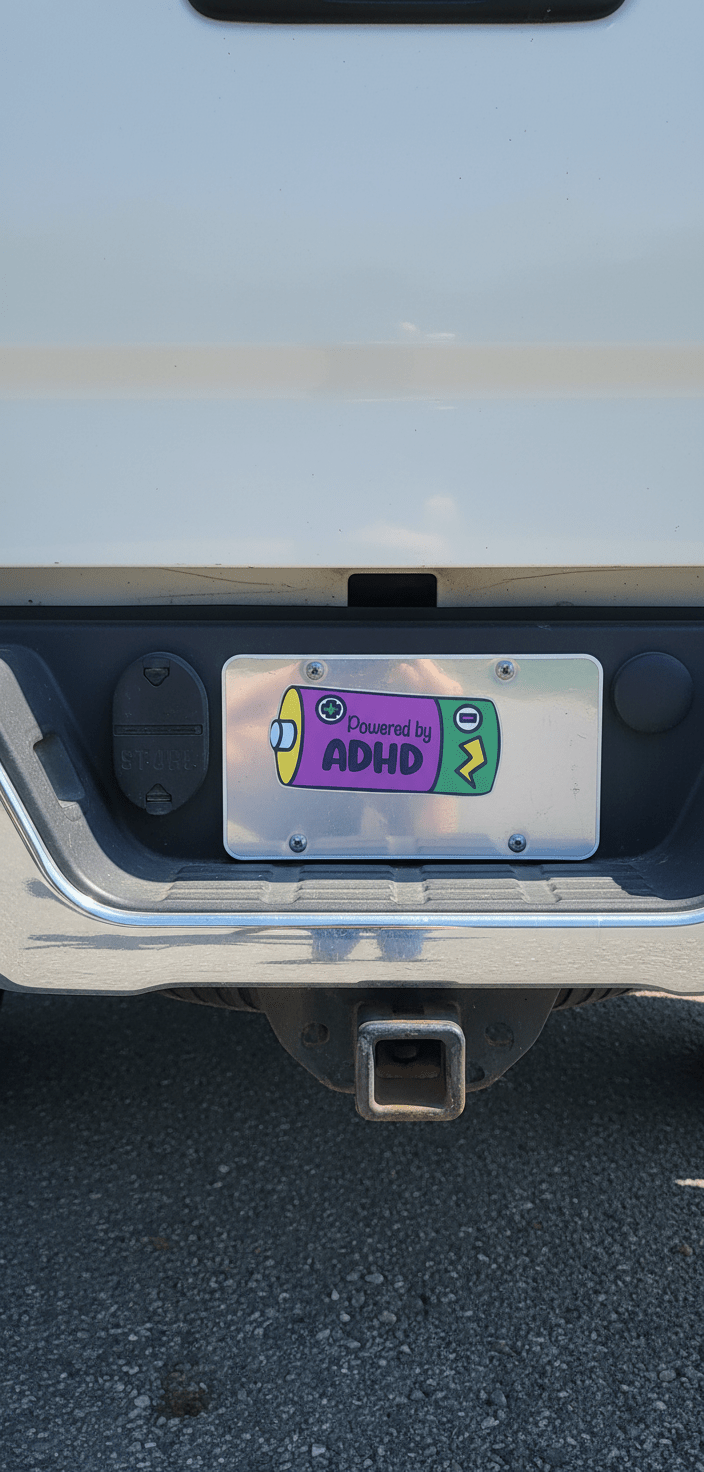 Powered by ADHD Battery Sticker: Funny Laptop Decal - Hempin Mayhem