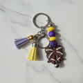 Purple and Gold Handmade Beaded Football Bow Keychain – Sports Bow Keychain, Game Day Team Spirit Accessory - Hempin Mayhem