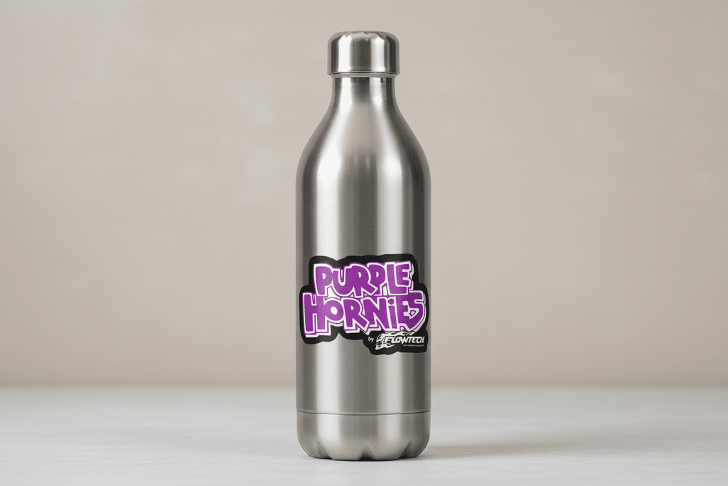 Purple Hornies Sticker: Retro Flow Tech Exhaust Decal - Hempin Mayhem