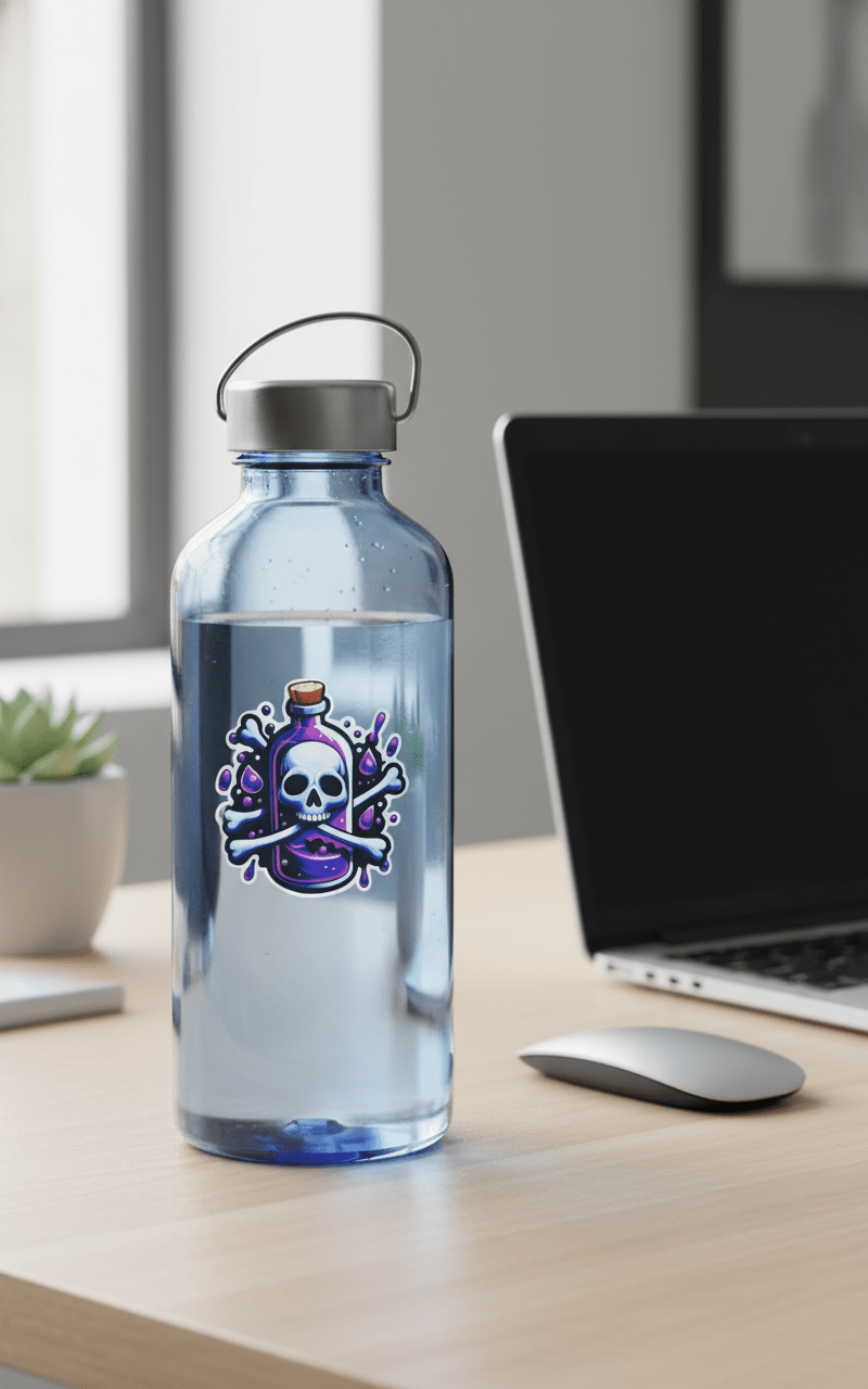 Purple Potion Bottle with White Skull 4x4 Vinyl Sticker | Spooky Cute Potion Sticker | Witchy Aesthetic Waterproof Decal ✨️Set of 2✨️ - Hempin Mayhem
