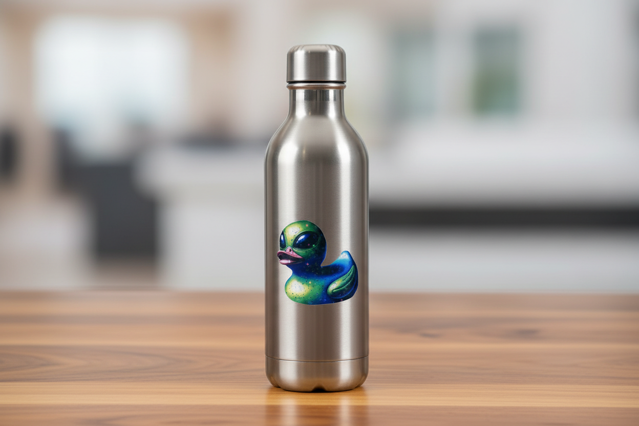 Alien Rubber Ducky Sticker: Funny UFO Space Duck Decal, Set of 2