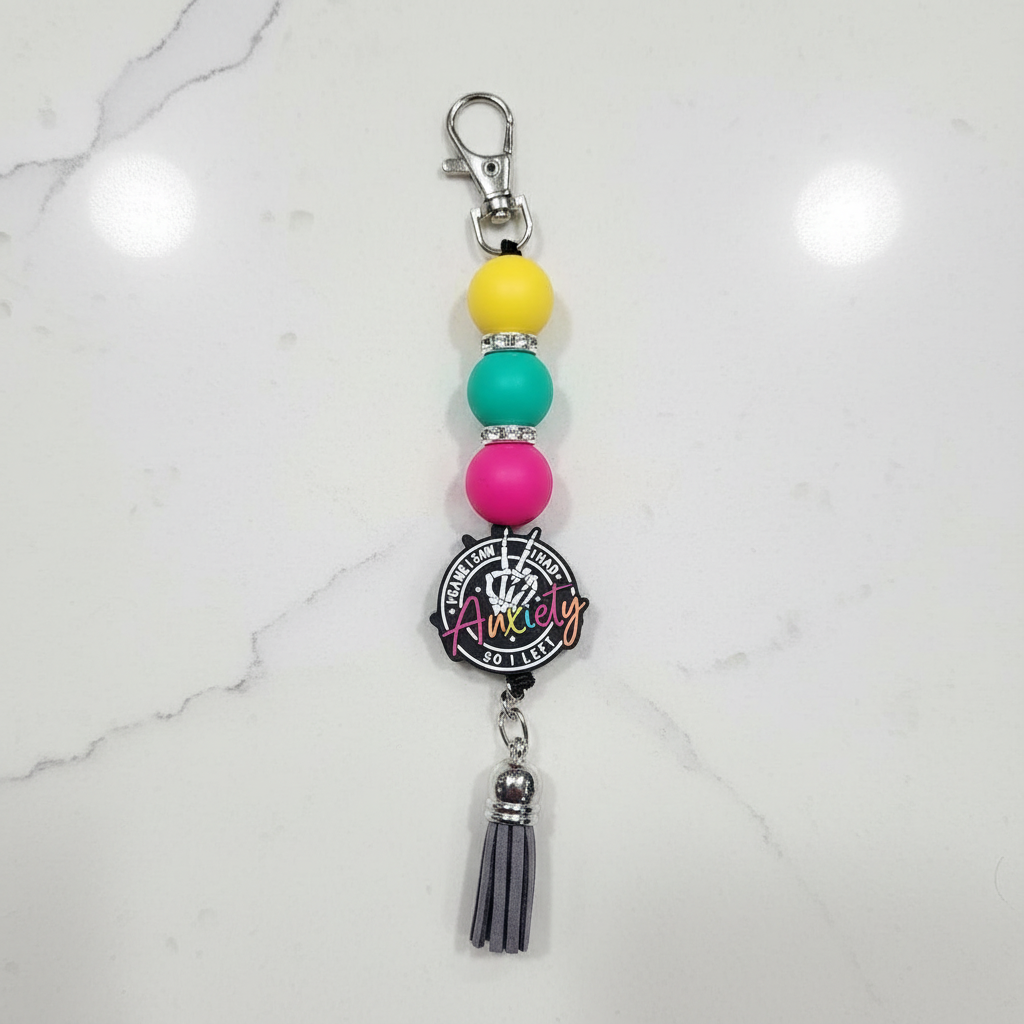 Anxiety Keychain – “I Came, I Saw, I Had Anxiety” Funny Quote Keyring, Stress Relief Gift for Men & Women, Relatable Humor Accessory