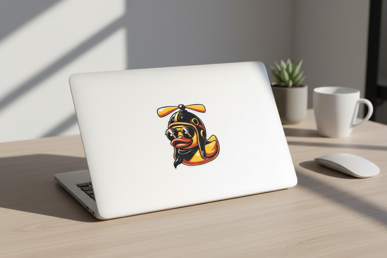 Bomber Ducky Sticker: Funny Military Duck Decal