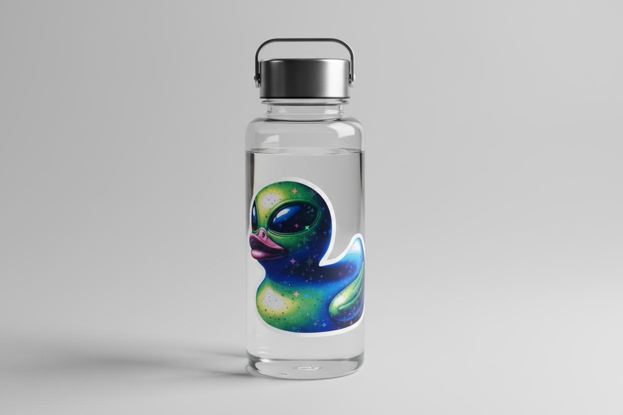 Alien Rubber Ducky Sticker: Funny UFO Space Duck Decal, Set of 2