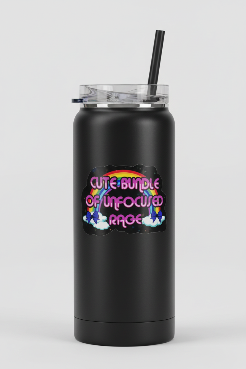 Colorful “Cute Bundle of Unfocused Rage” Sticker | Funny Sassy 3.5x2.5 Vinyl Decal for Laptop, Water Bottle, or Notebook, Set of 2