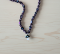 Pink & Black Hemp Necklace: Mushroom Pendant, Boho Alt Jewelry