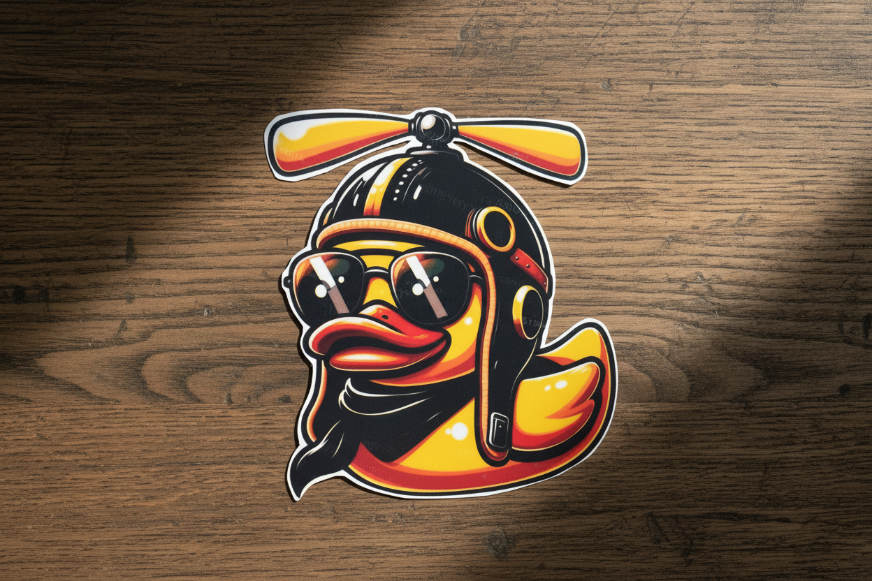 Bomber Ducky Sticker: Funny Military Duck Decal