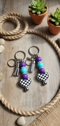 Handmade Checkered Heart Keychain