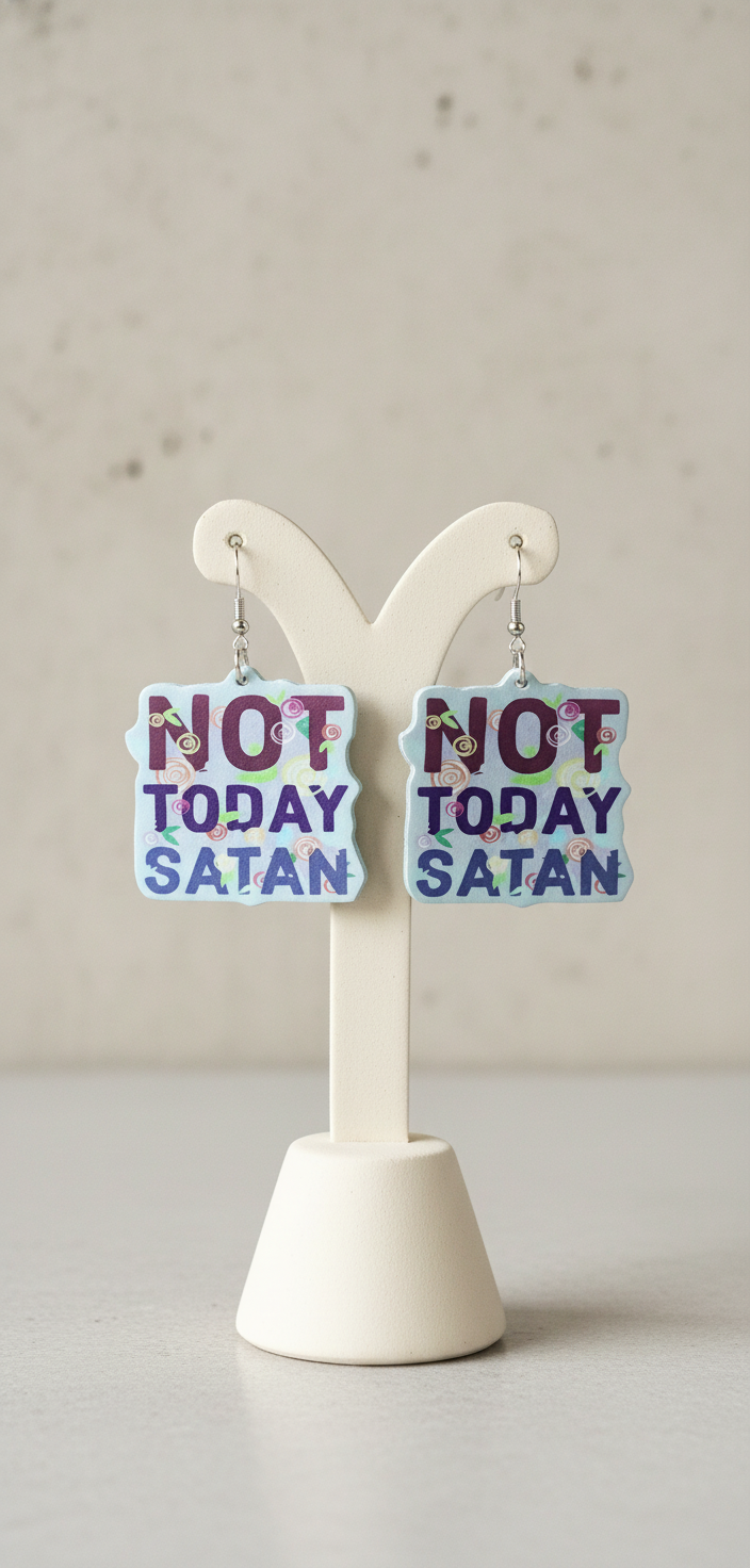 Not Today Satan Earrings: Handmade Gothic Witchy Jewelry