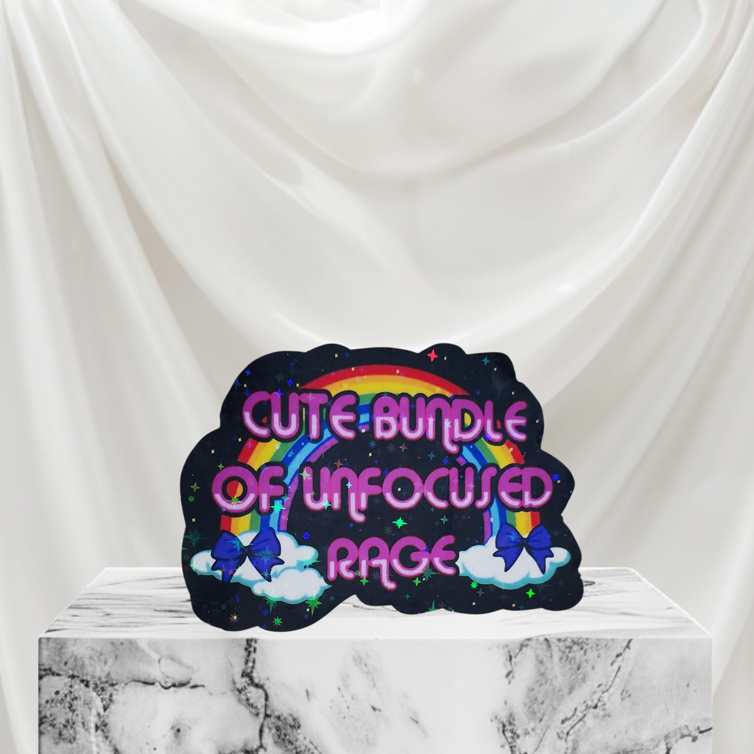 Colorful “Cute Bundle of Unfocused Rage” Sticker | Funny Sassy 3.5x2.5 Vinyl Decal for Laptop, Water Bottle, or Notebook, Set of 2