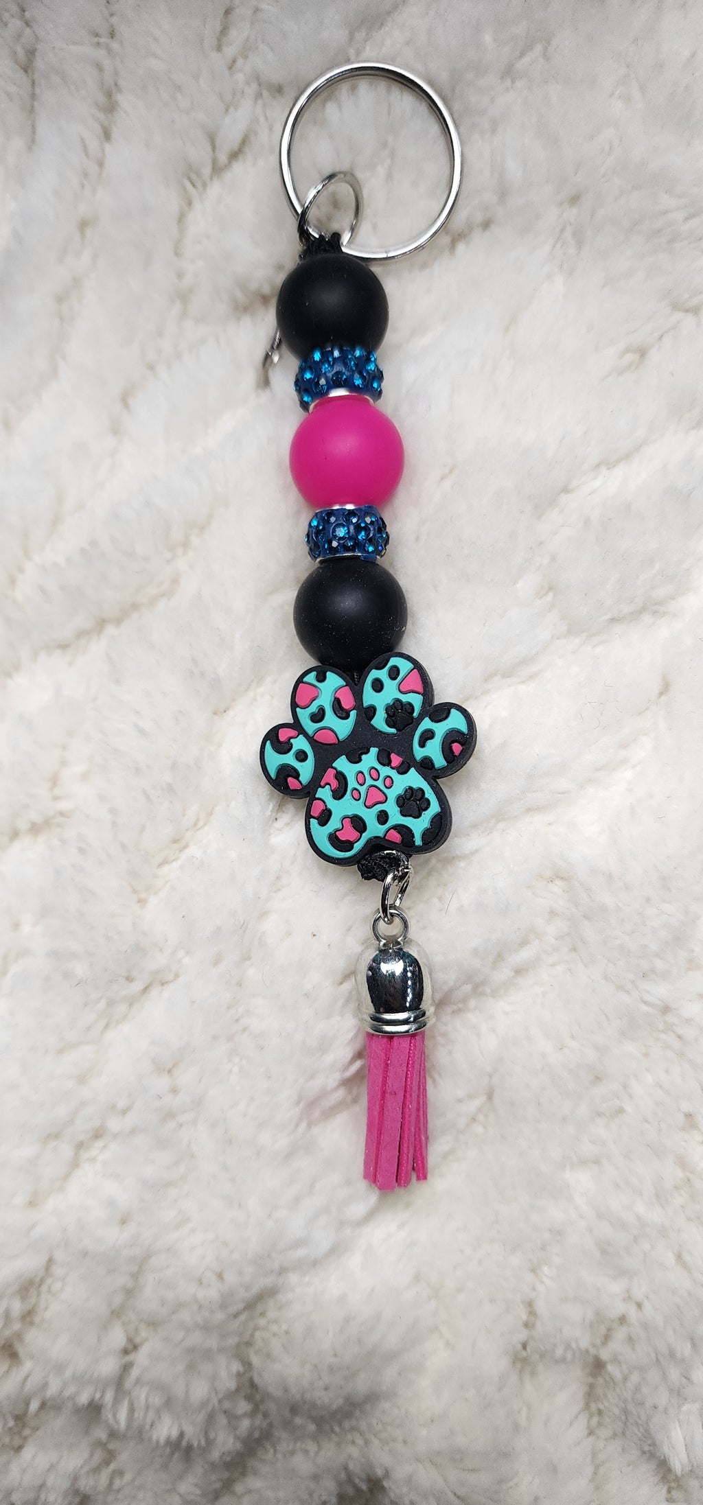 Leopard Paw Print Gift Set – Matching Pen & Acrylic Keychain | Animal Print Accessories