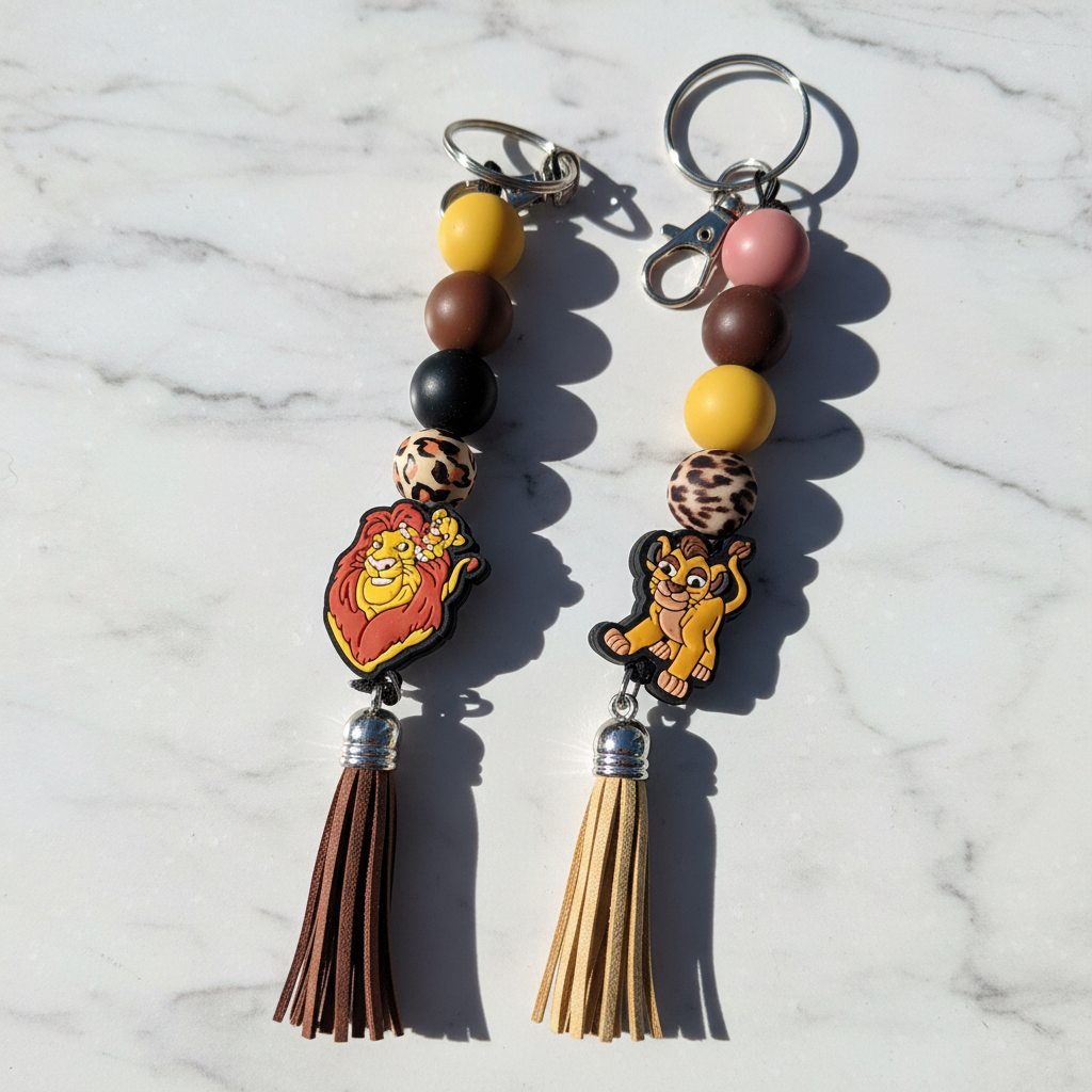 Lion  Beaded Keychain – Beaded Charm – Cute Gift for Friends, Backpack or Bag Accessory