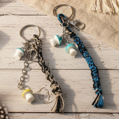 Handmade Hemp Keychain – Boho Beaded Keychain, Eco-Friendly Handmade Keyring, Everyday Accessory