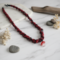 Red and Black Hemp Necklace – Handmade Boho Hemp Jewelry, Unisex Macrame Alternative Style Accessory