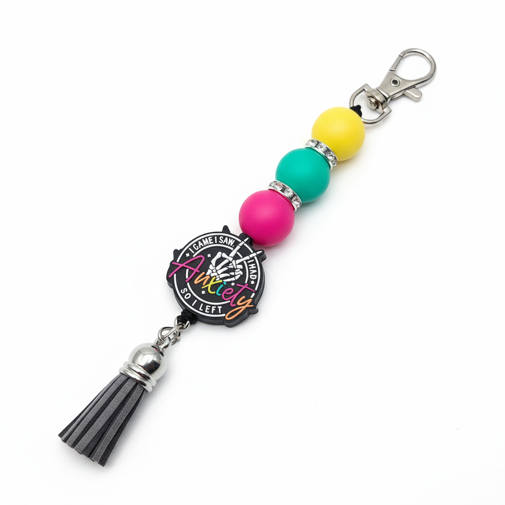 Anxiety Keychain – “I Came, I Saw, I Had Anxiety” Funny Quote Keyring, Stress Relief Gift for Men & Women, Relatable Humor Accessory