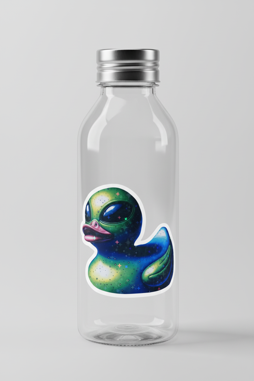 Alien Rubber Ducky Sticker: Funny UFO Space Duck Decal, Set of 2