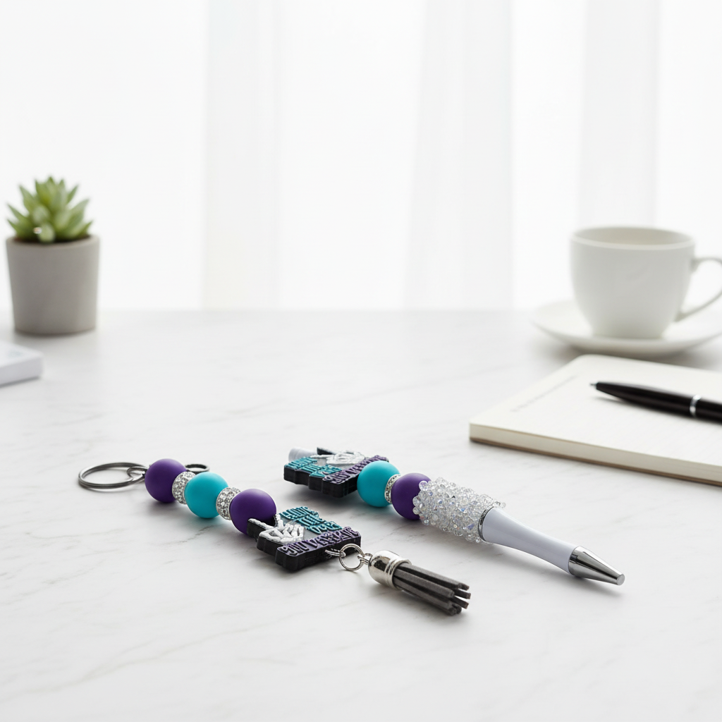Have the Day You Deserve Pen & Keychain Gift Set | Sassy Beaded Pen and Matching Keychain | Funny Gift for Coworkers, Friends and Boss Babes