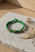 Handmade Green Hemp Bracelet with Glass Beads