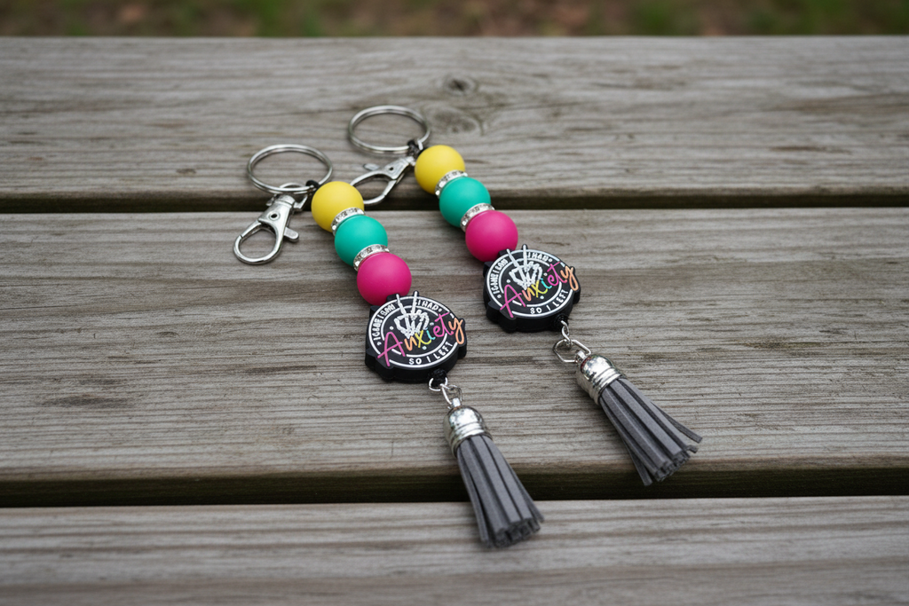 Anxiety Keychain – “I Came, I Saw, I Had Anxiety” Funny Quote Keyring, Stress Relief Gift for Men & Women, Relatable Humor Accessory