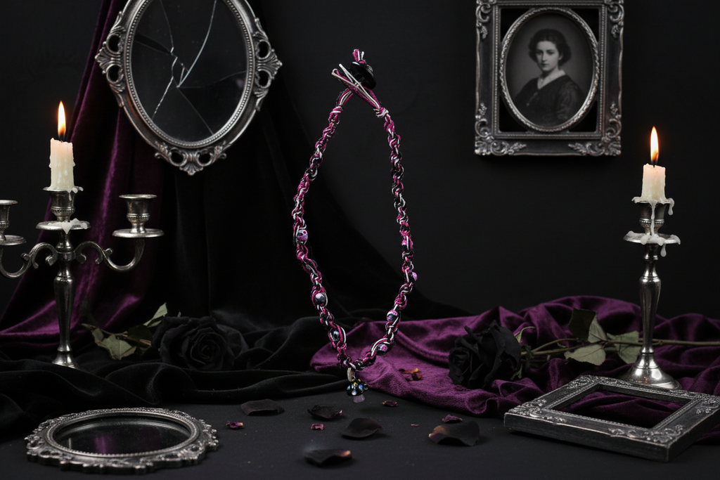 Handmade Hemp Necklace: Black Glass Mushroom Bead