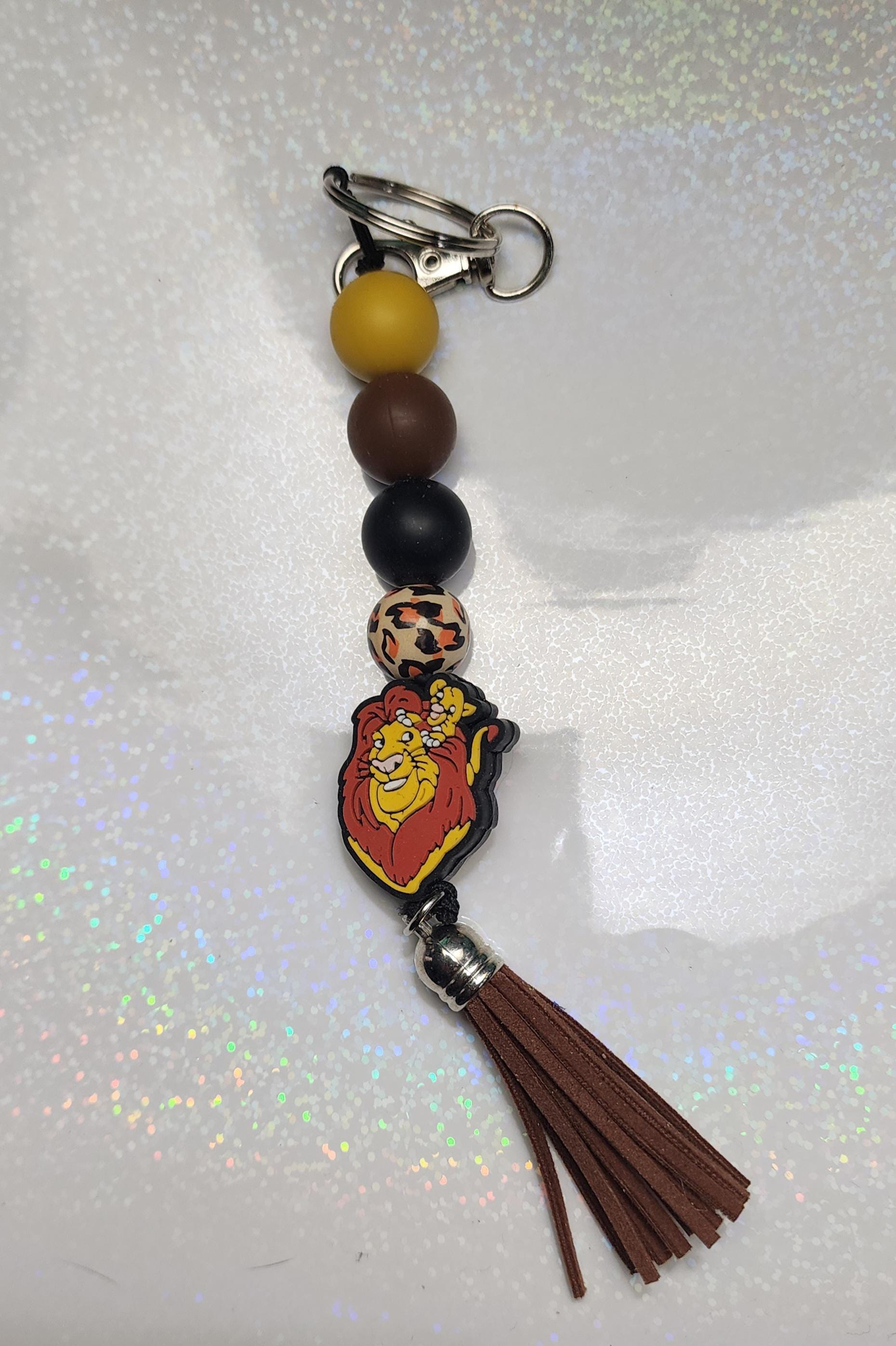 Lion  Beaded Keychain – Beaded Charm – Cute Gift for Friends, Backpack or Bag Accessory