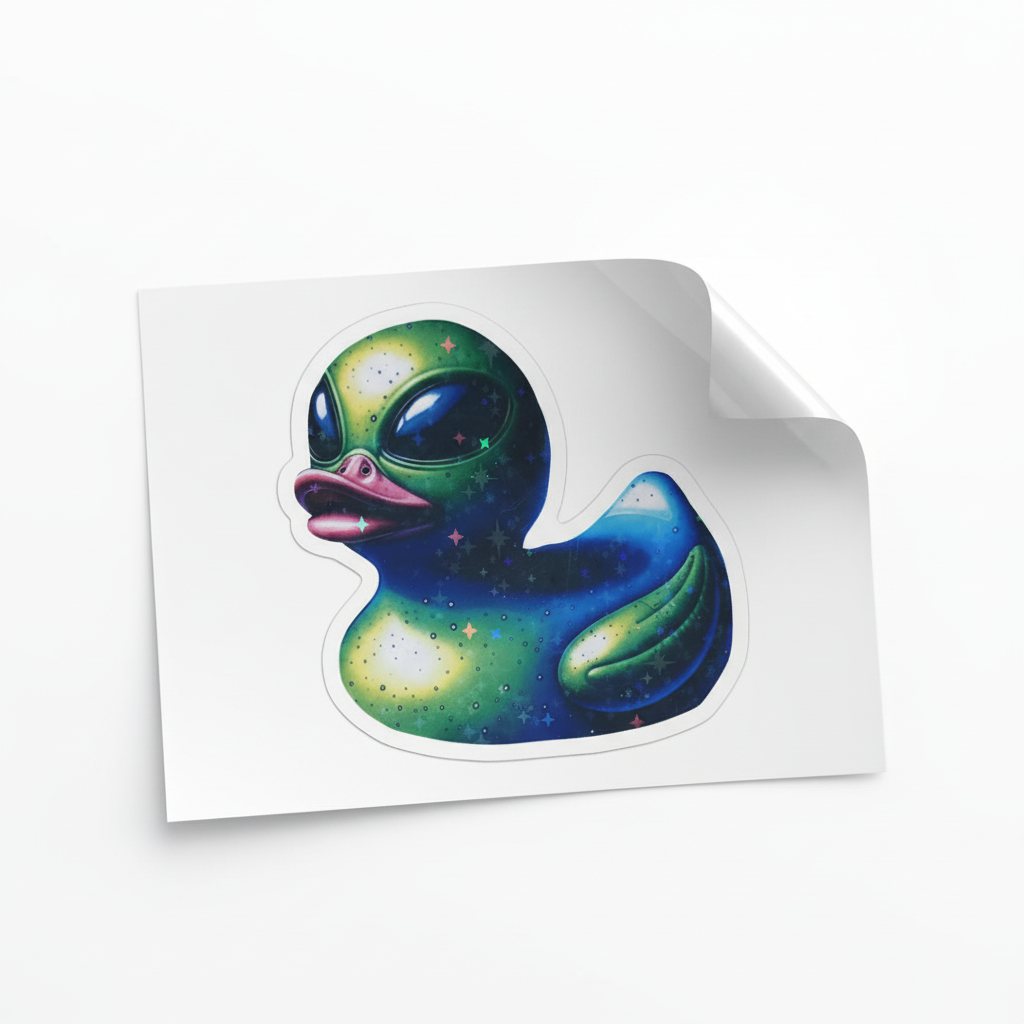 Alien Rubber Ducky Sticker: Funny UFO Space Duck Decal, Set of 2