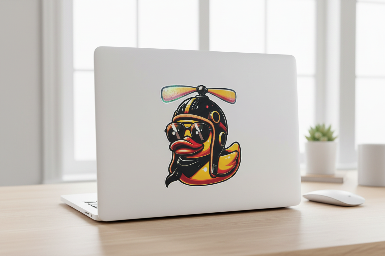 Bomber Ducky Sticker: Funny Military Duck Decal