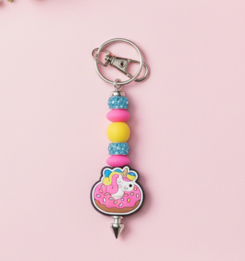 Handmade Donut Unicorn Keychain