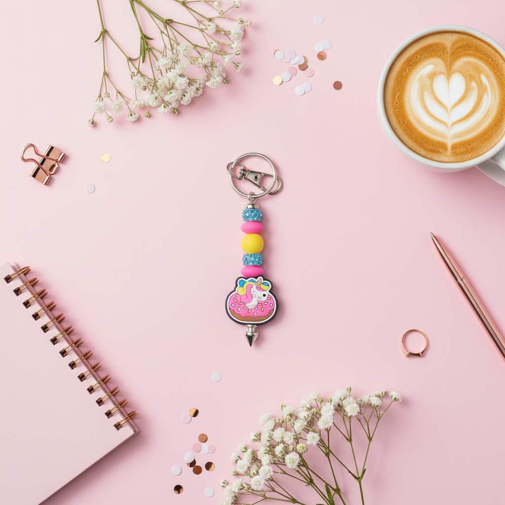 Handmade Donut Unicorn Keychain