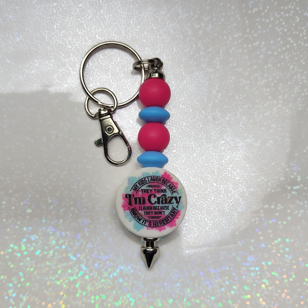 Handmade 'My Kids Laugh' Beaded Keychain