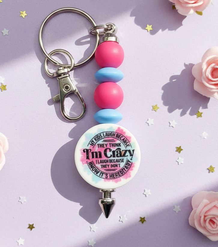 Handmade 'My Kids Laugh' Beaded Keychain