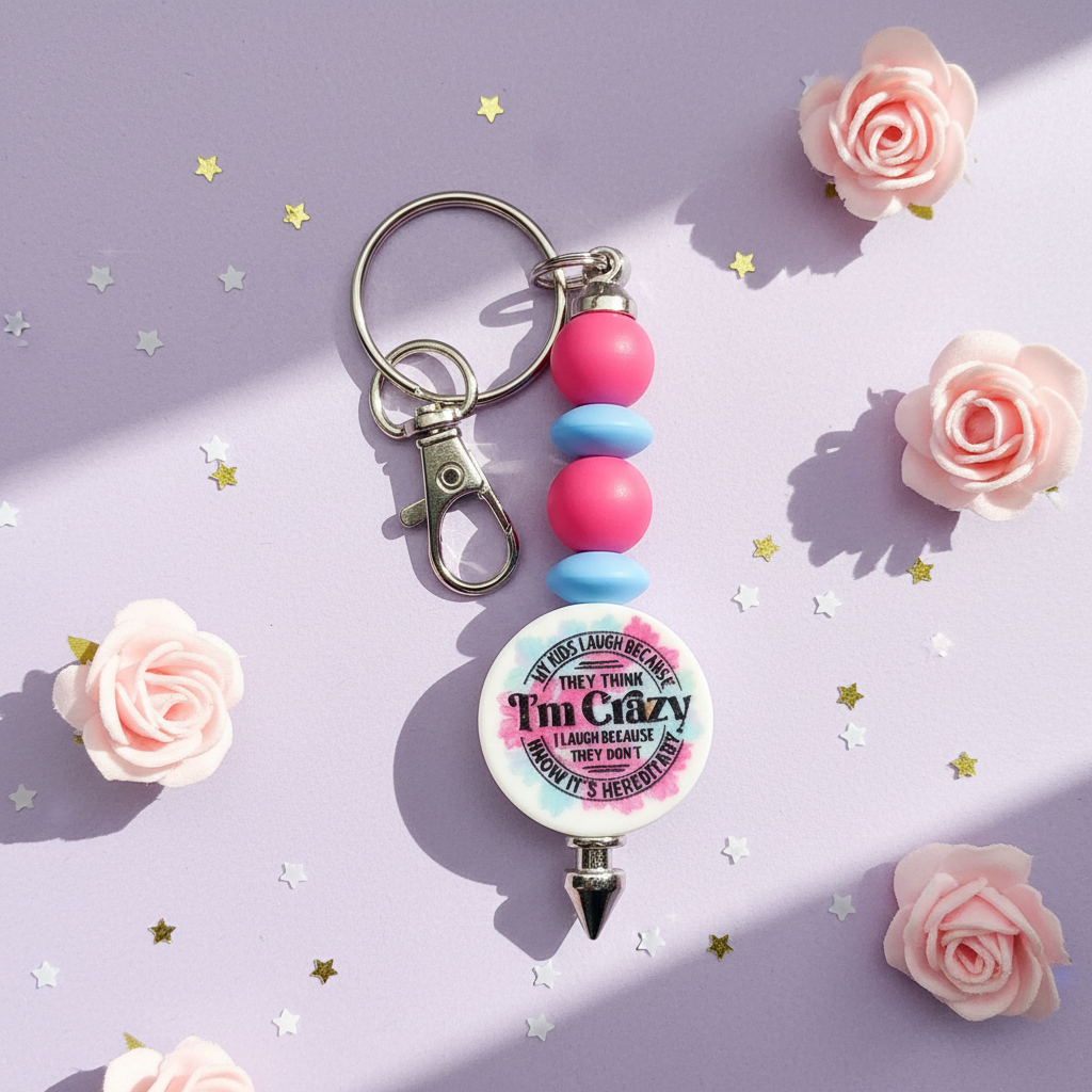 Handmade 'My Kids Laugh' Beaded Keychain