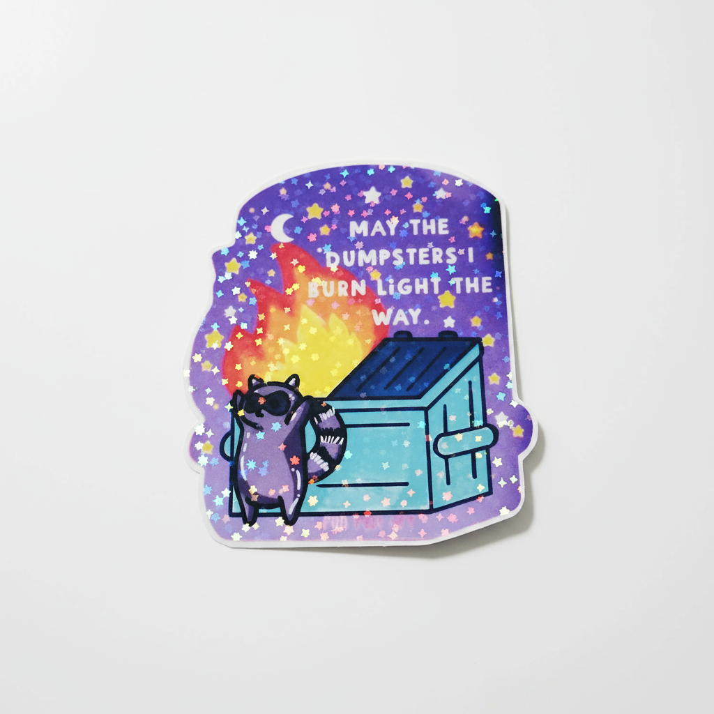 May the Dumpsters I Burn Light the Way — 4x4 Vinyl Sticker | Sassy Grunge Dark Humor Sticker